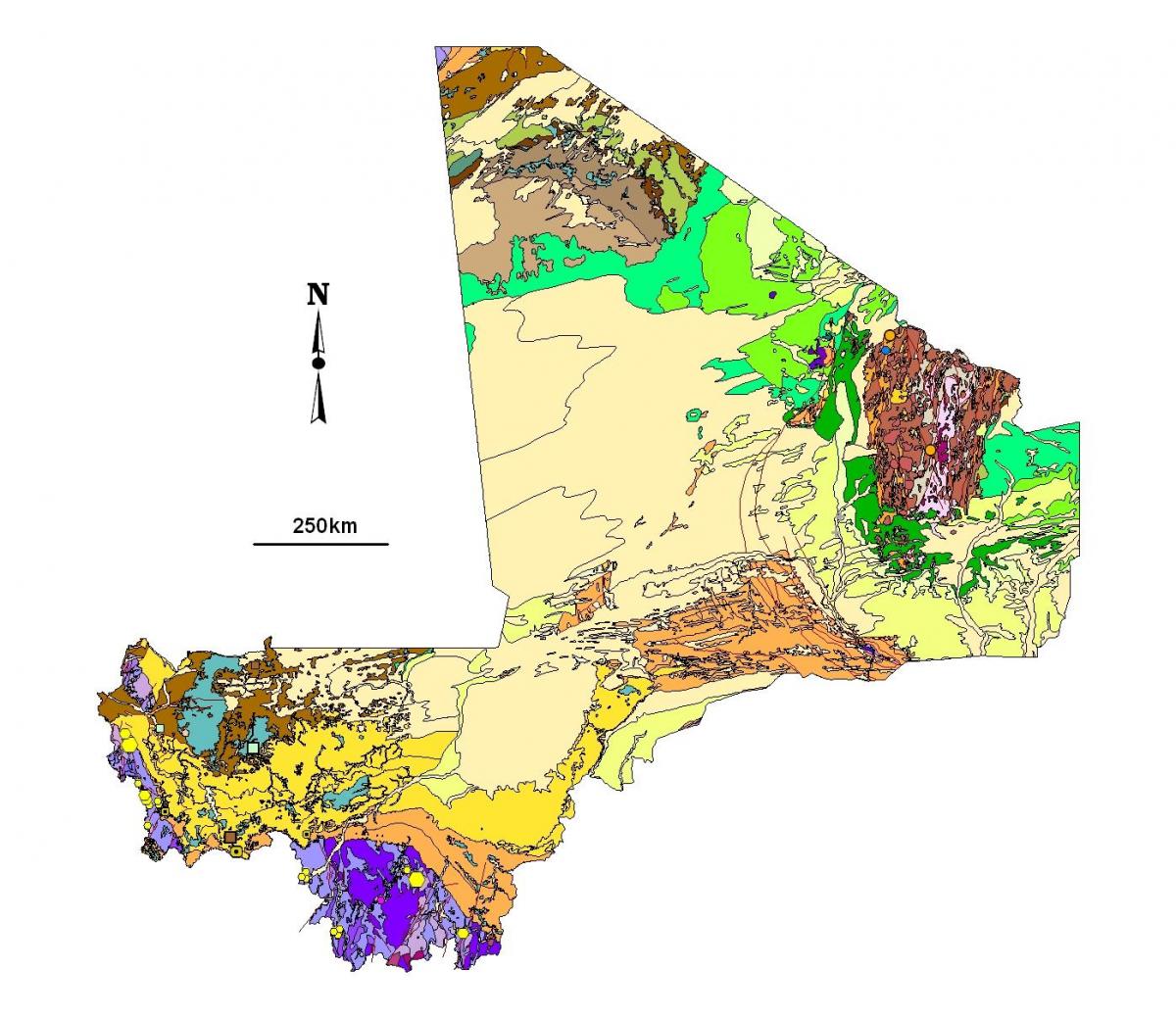 Карта на златни мини в Мали