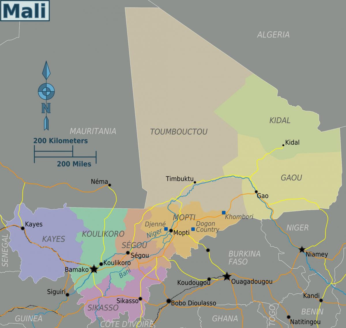 География на Мали картата